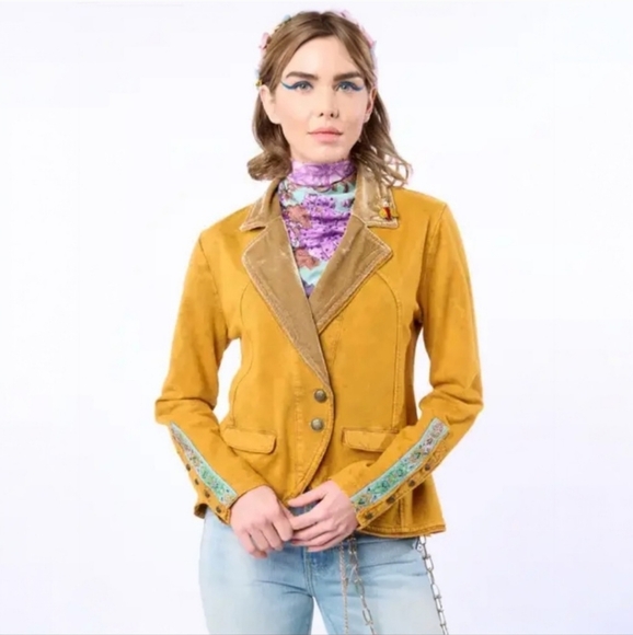 Aratta Jackets & Blazers - Aratta Colonel French Terry Knitted Blazer Jacket In Rust